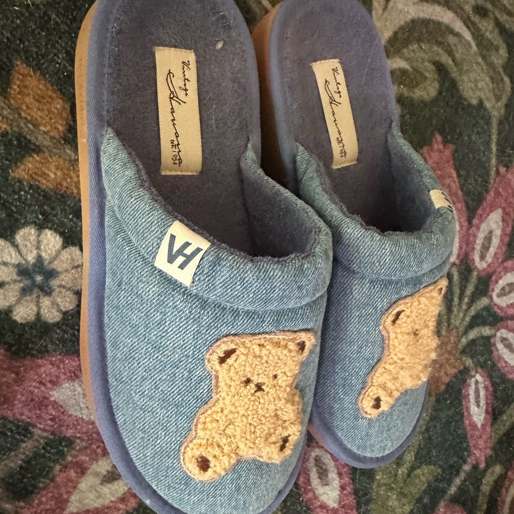Vintage Havana Blue denim  Teddy Slip-On Slippers preppy 7